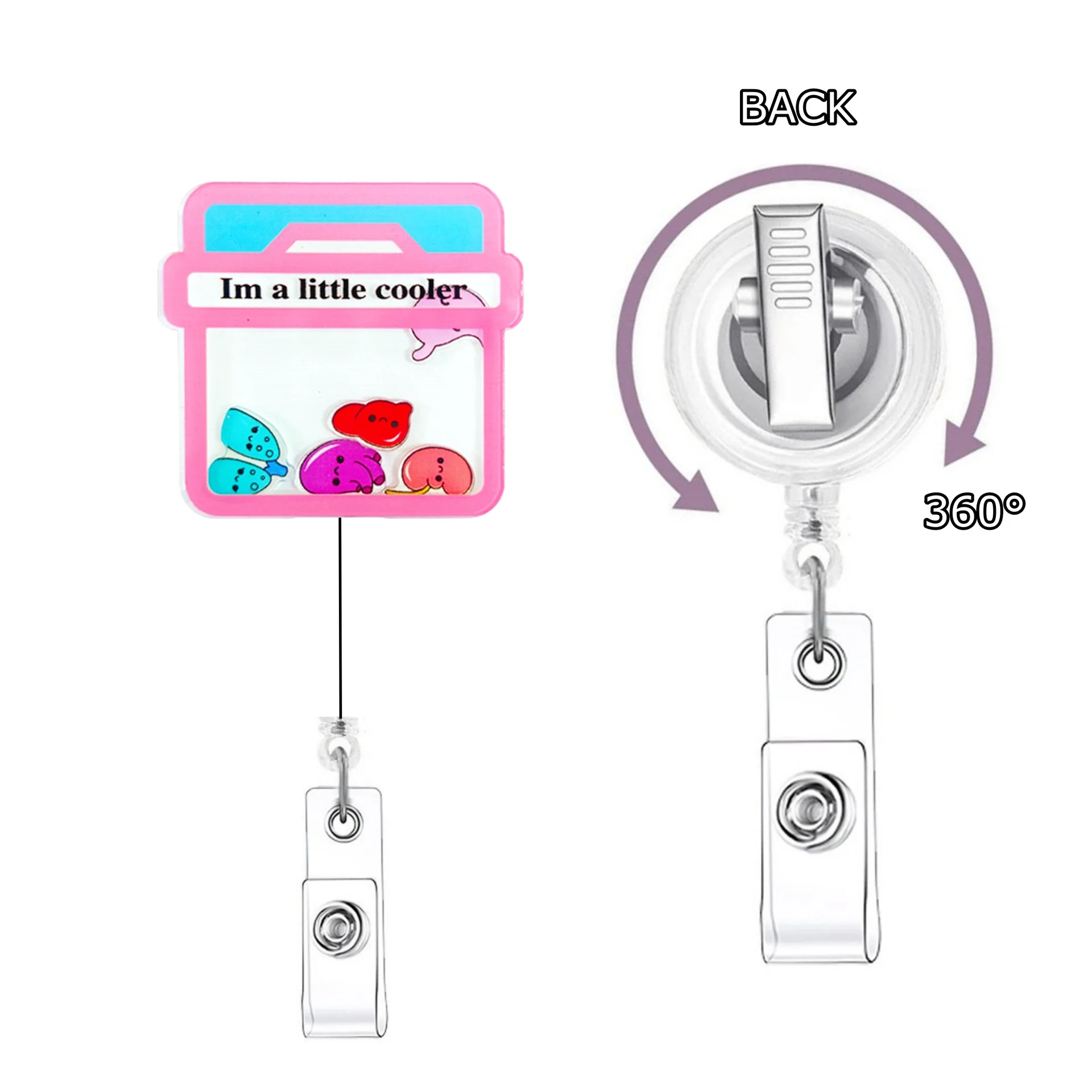 New Arrival 1 Piece Funny Shaker Acrylic Retractable Nurse Badge Reel Anime Medical Tool Doctor Name Tag ID Card Holder Lanyard