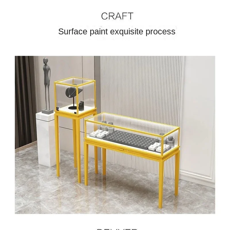 custom.New High-End Customizable Iron Jewelry Display Cabinet Jewelry with Dust and Combination Design