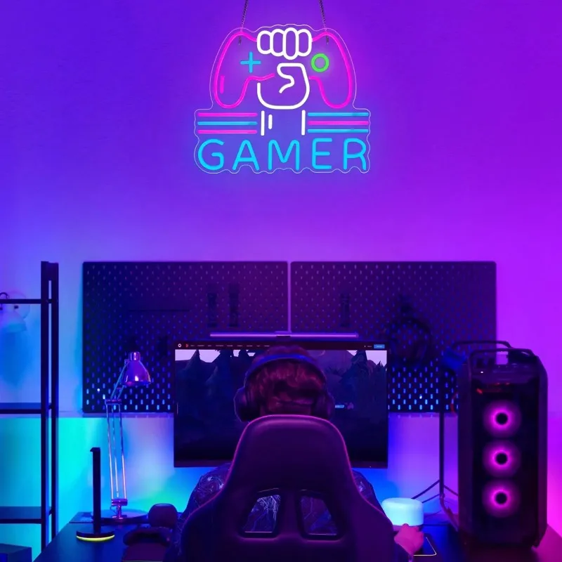 Imagem -04 - Gamer Neon Sign For Bedroom Wall Decor Grande Luz Colorida Gaming Video Presente para Meninos Teen Kids Gamers