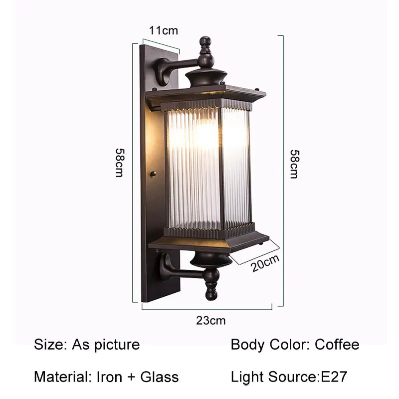 Retro Waterproof Outdoor Wall Lamp European Balcony Villa Garden Wall Light Courtyard Exterior Wall Lamp Corridor Aisle Lighting