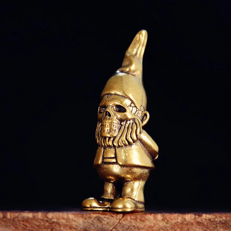 Vintage Copper Gnome Statue Halloween Desktop Decor Creative Present For Home And Festival Decoration