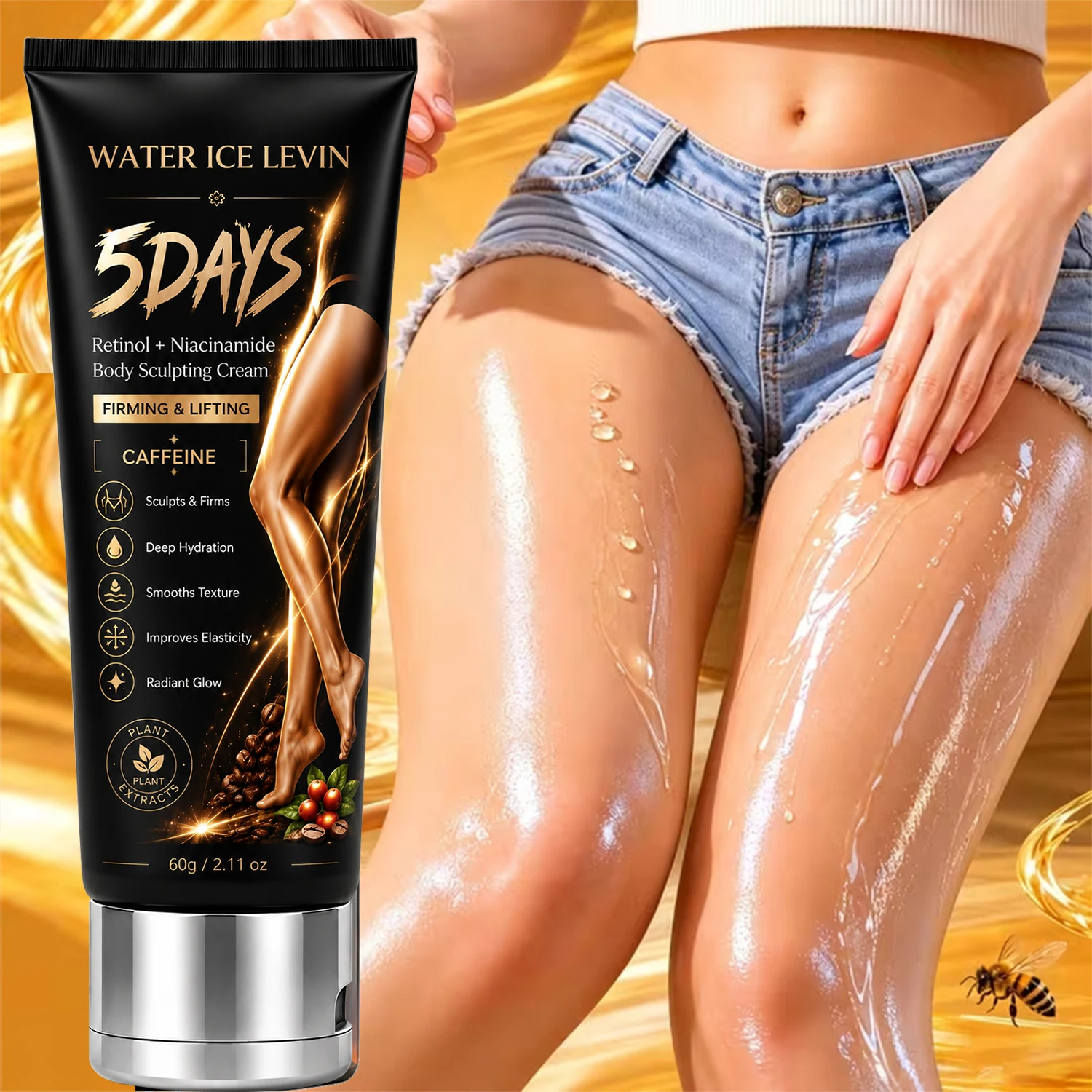 Water Ice Levin Caffeine Body Sculpting Cream Firming Lifting Deep Hydration Improve Skin Elasticity Body Care Cream 60g