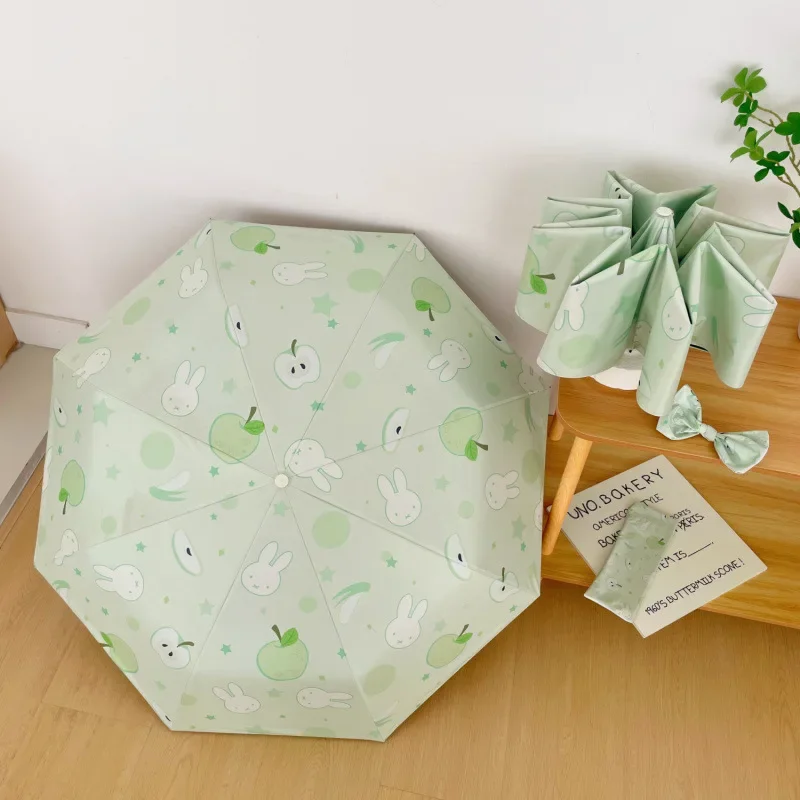 

Miffy Umbrella Kawaii Girls' Green Umbrella Fully Automatic Sunscreen Umbrella Dual purpose Folding Cartoon Sun Umbrella gift