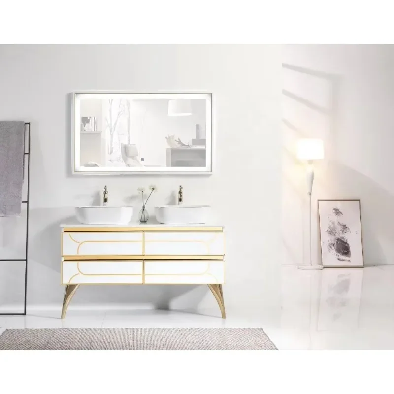 2022 New modern wall-mounted lowes bathroom vanity cabinet furniture sets with double sink low prices