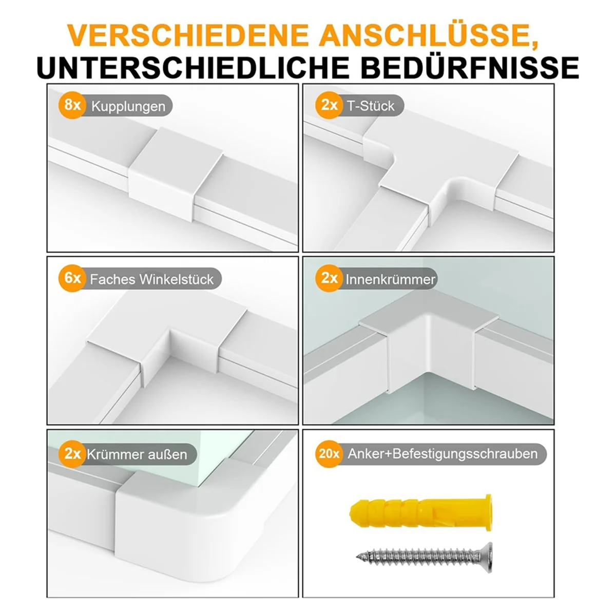 

Upgraded Self-Adhesive Cable Duct, 10 Pieces x 0.4 M, for Cables Cable Duct