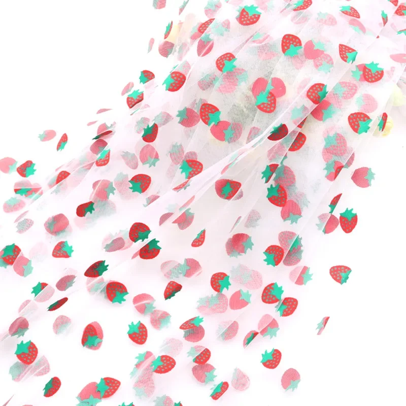 10 colors beautiful strawberry pattern lace fabric soft tulle lace for Girl Dress Tutu Dress Summer Dress 1 yard