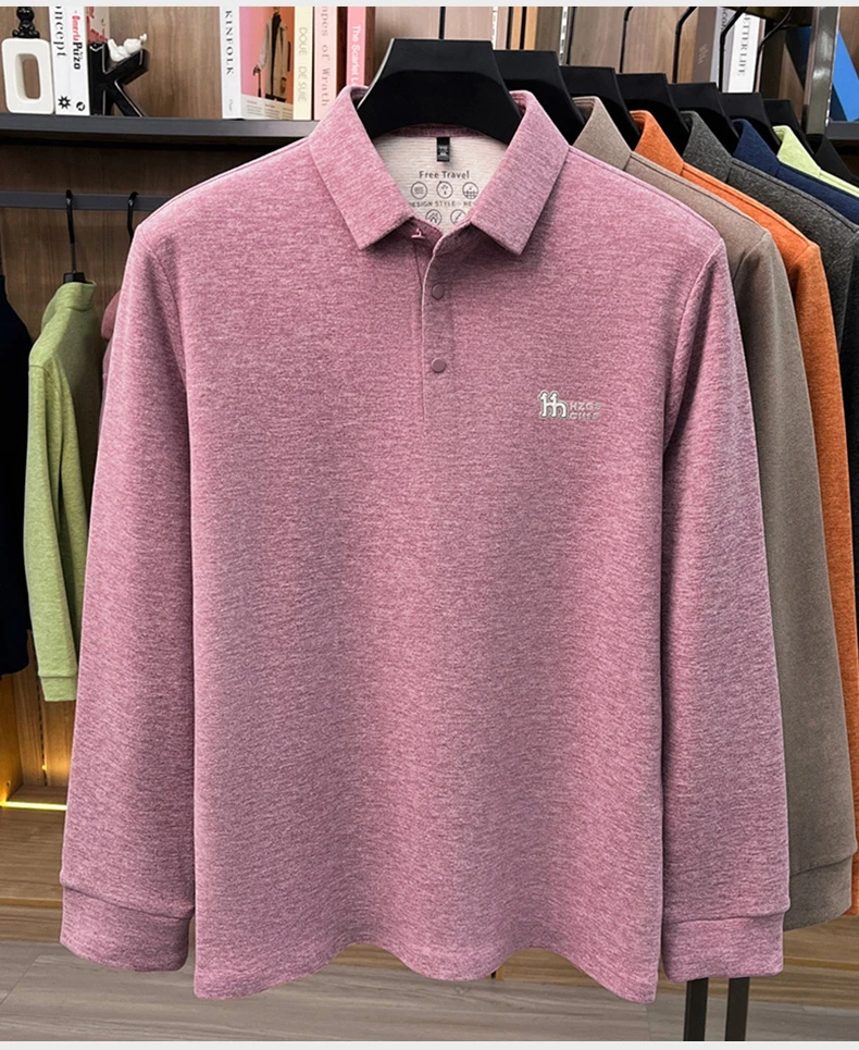 Marke Mode Buchstaben Muster Langärmel Polo-Shirt Herren Luxus Herbst Neues Leicht Komfort Geschäftsbereich Freizeit Flip-Kragen T-Shirt – Detail 21