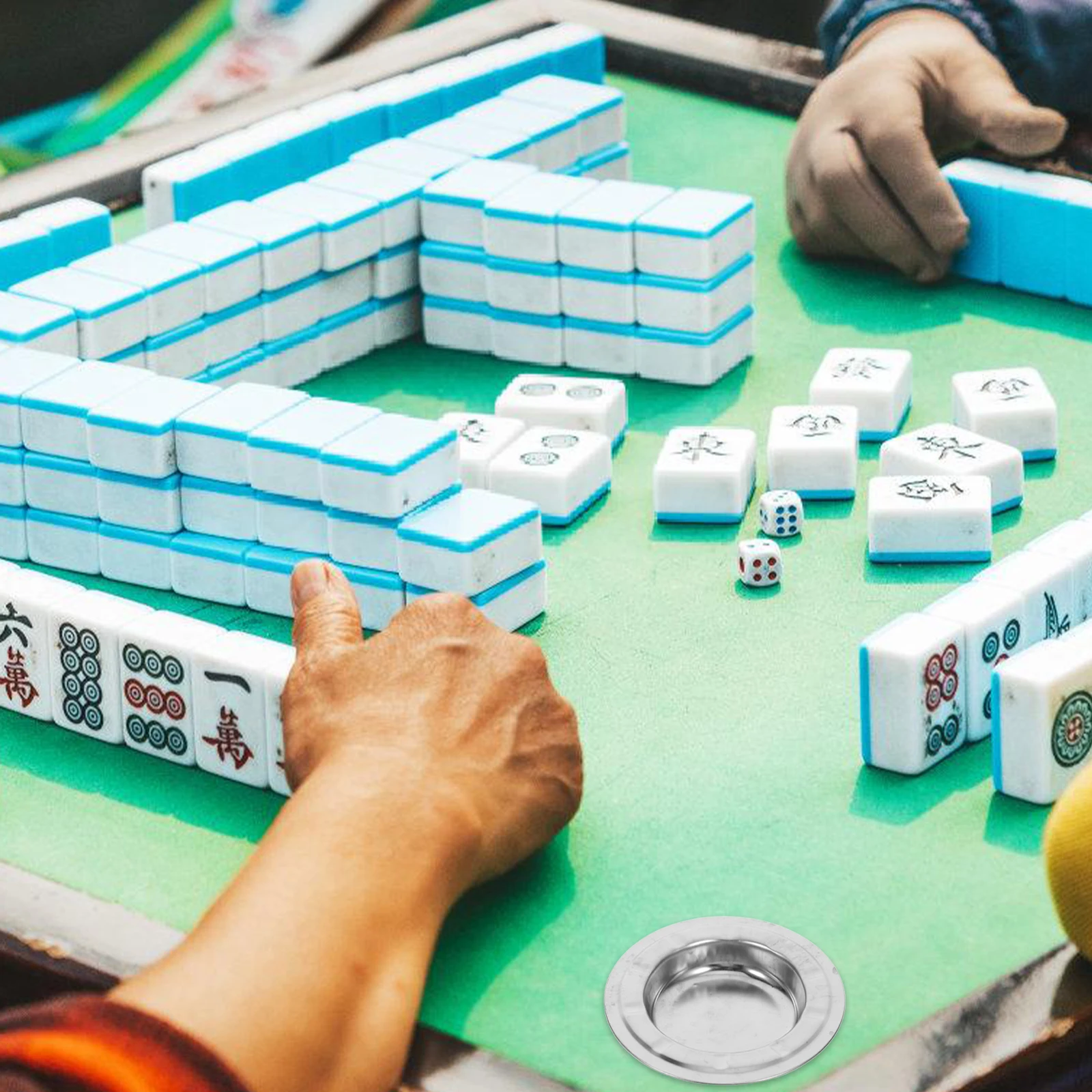 

Mahjong Table Ashtray Stainless Steel Portable Space Saving End Table Cigarette Container Indoor Household Desktop