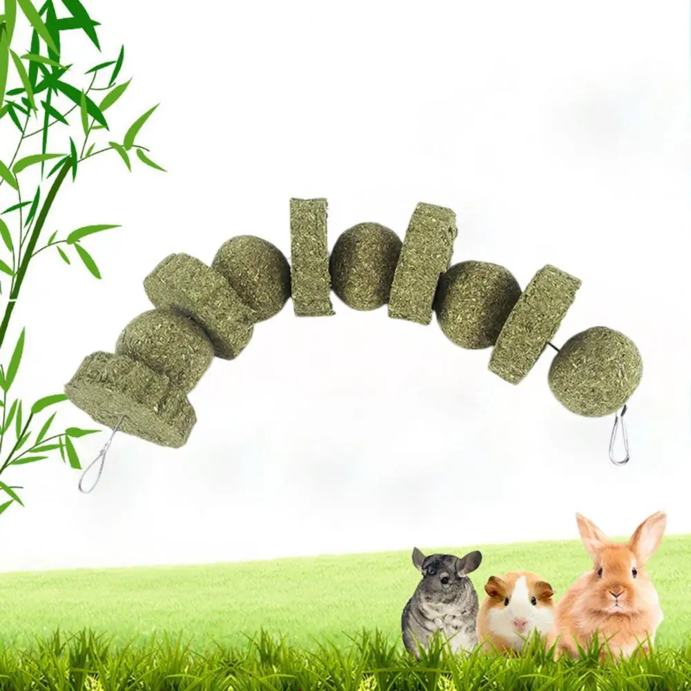 Bunny Chew Toy No Additives Dry Food Rabbit Toy Natural Grass Cake and Grass Ball for Guinea Pig Small Animal Toy