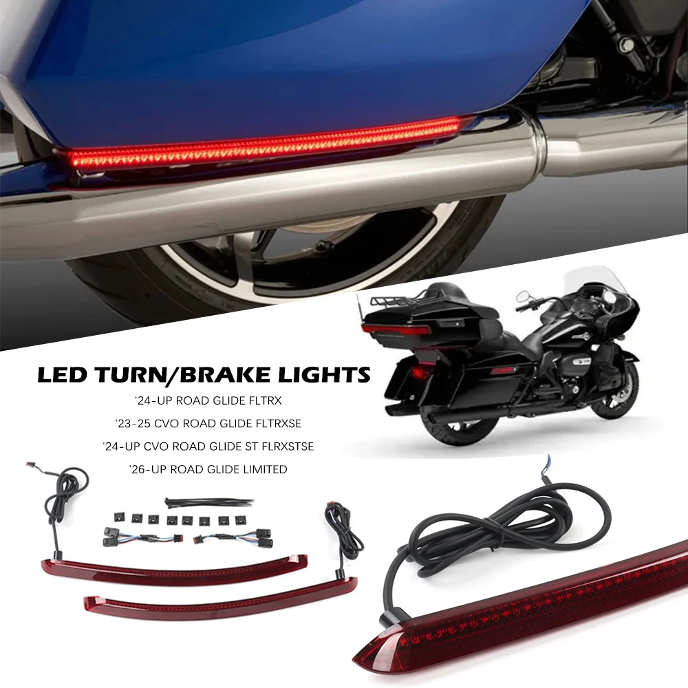 

For Harley Touring Electra Street Road Glide Ultra Limited 2023-2026 Motorcycle Smoke Tracer Rear Saddlebag LED Turn/Brake Light