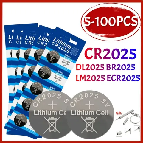 5-100PCS CR2025 Lithium Button Battery 3V 160mAh DL2025 BR2025 5003LC LM2025 Coin Cell Watch Batteries for Toys Clock Calculator