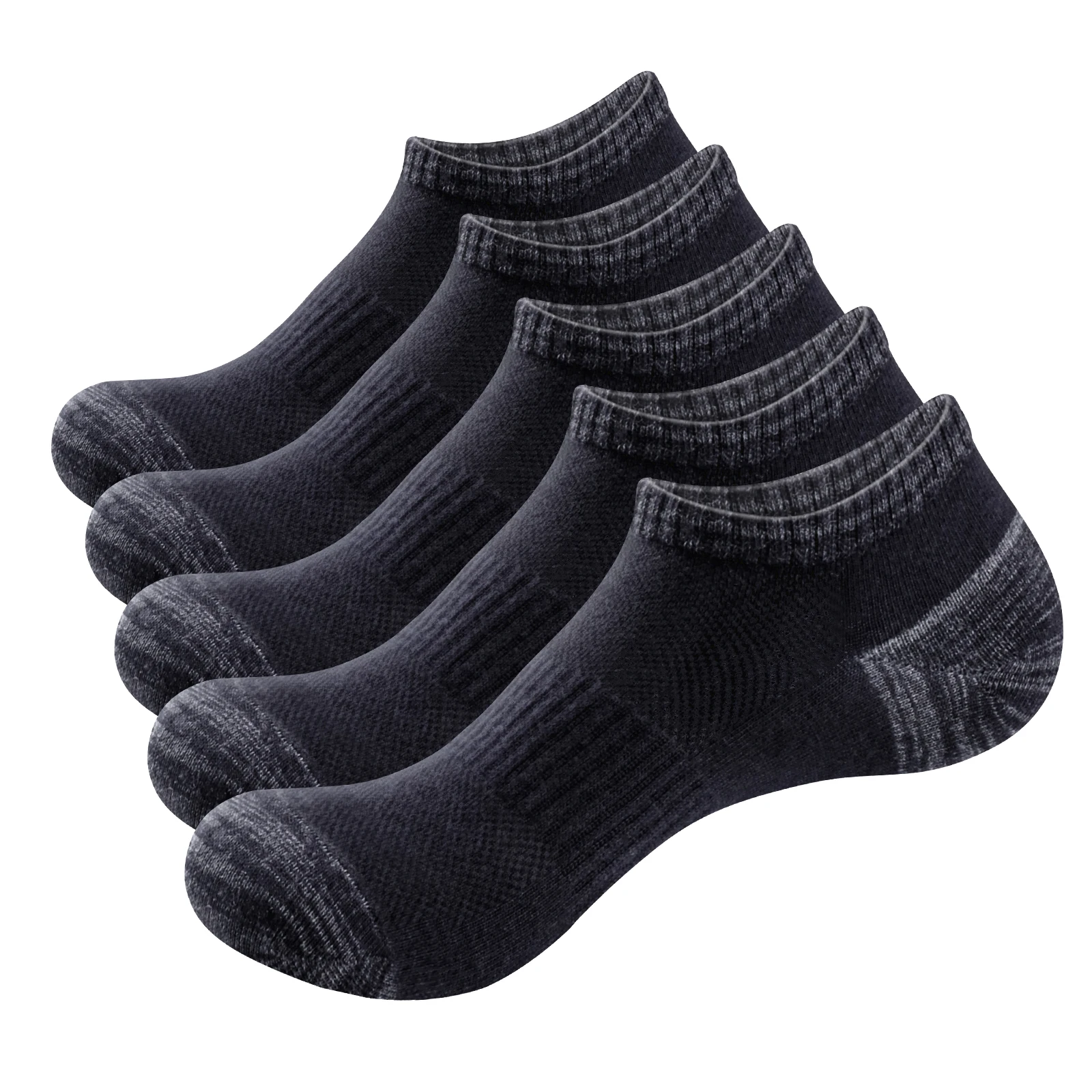 YUEDGE Mens Ankle Socks Black Lightweight Thin Low Cut Socks Short Breathable Cotton Socks for Men 37-46