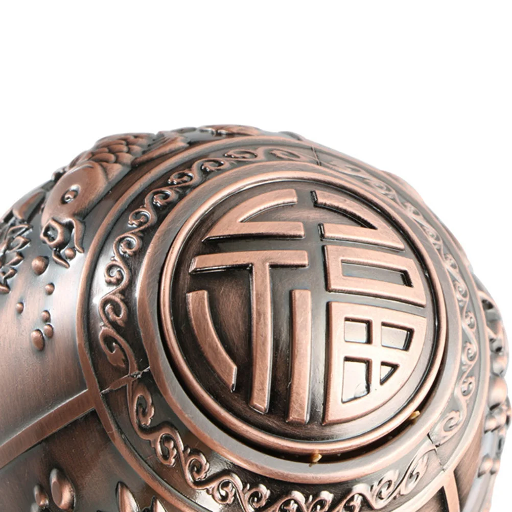 

Toothpick Storage Tube Chinese Style Vintage Metal Fu Word Hand Press Barrel Red Decor Kitchen Bar Accessory