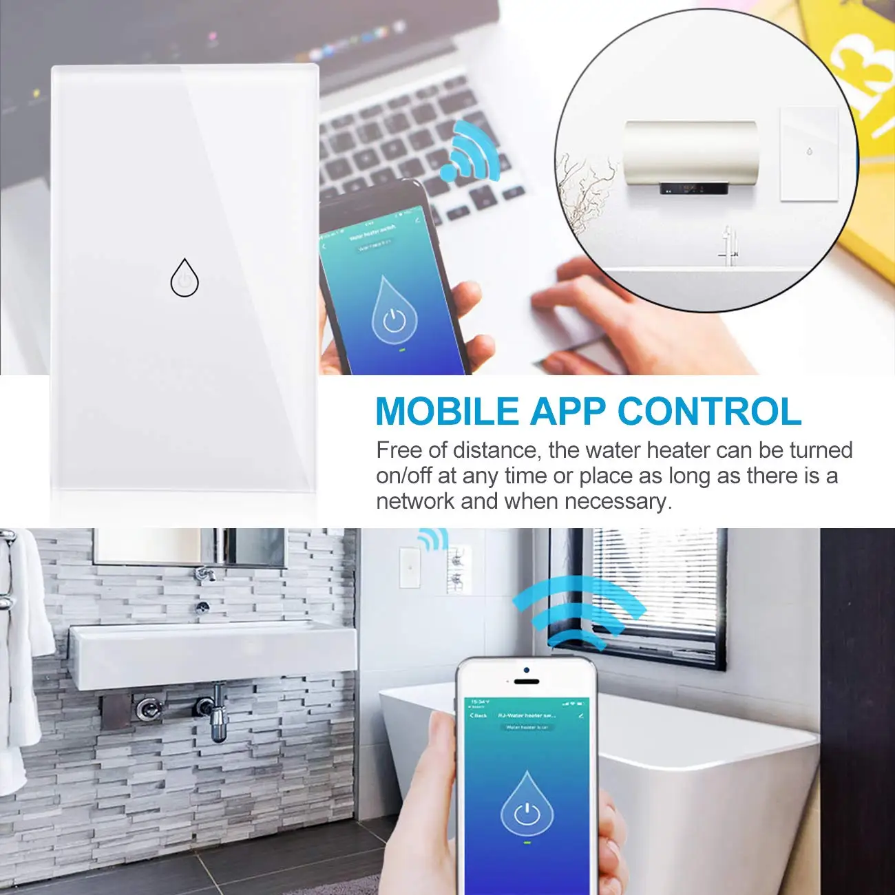 Tuya WiFi inteligente 20A interruptor calentador de agua de caldera Control remoto moderno para el hogar seguro a través de la aplicación Smart Life funciona con Alexa