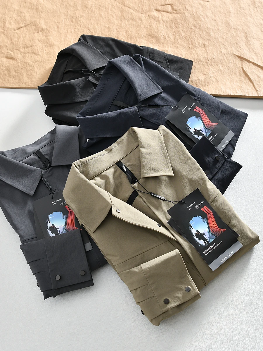

Unisex Lightweight Breathable Elastic Casual Shirt Jacket Three-Dimensional Tailoring Men's Autumn Fashion Urban Style Long S...