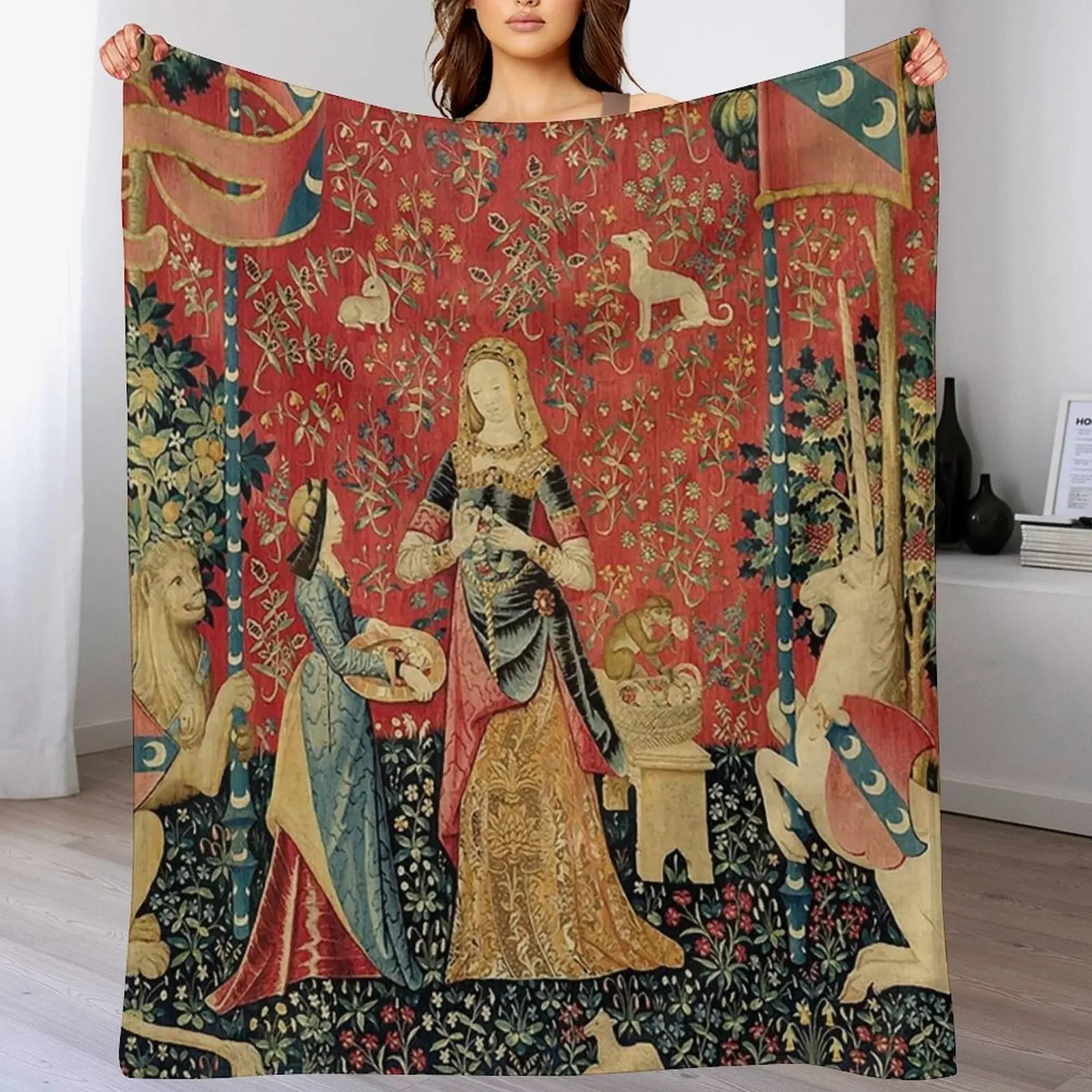 The Lady and the Unicorn: ? Mon Seul Désir Throw Blanket Lightweight Cozy Blanket for Bed Sofa