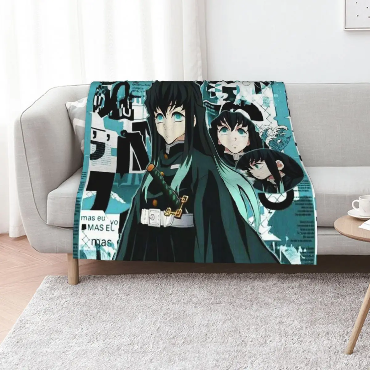 

Muichiro Tokitou Throw Blanket Blankets For Bed Loose Multi-Purpose Soft Plush Plaid Blankets