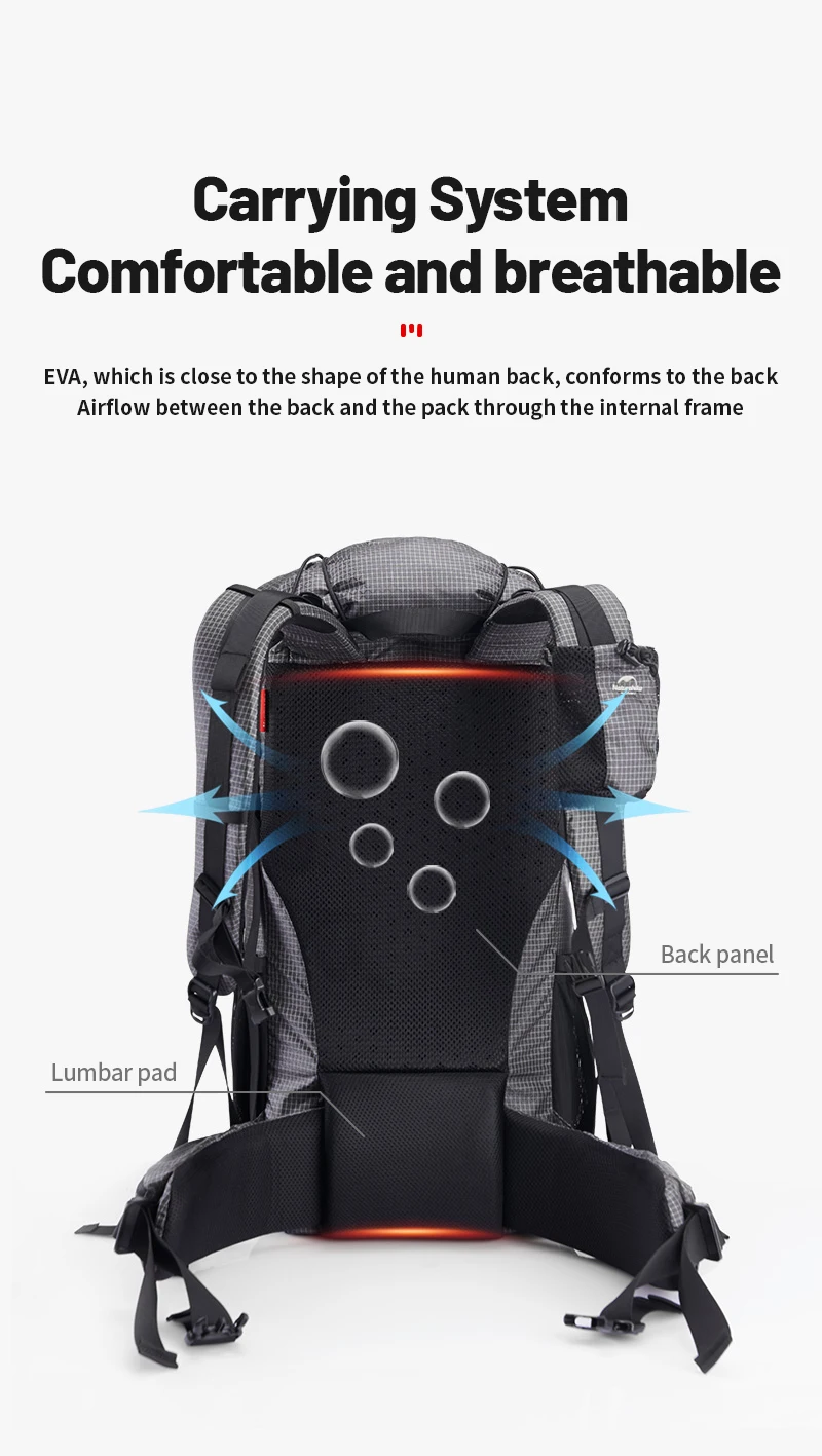 Naturehike Wanderrucksack, Outdoor-Sporttasche, 60 + 5 l, großes Fassungsvermögen, ergonomisches Design, Rucksack, Camping, Reisen, wasserdichter Rucksack – Detail 5