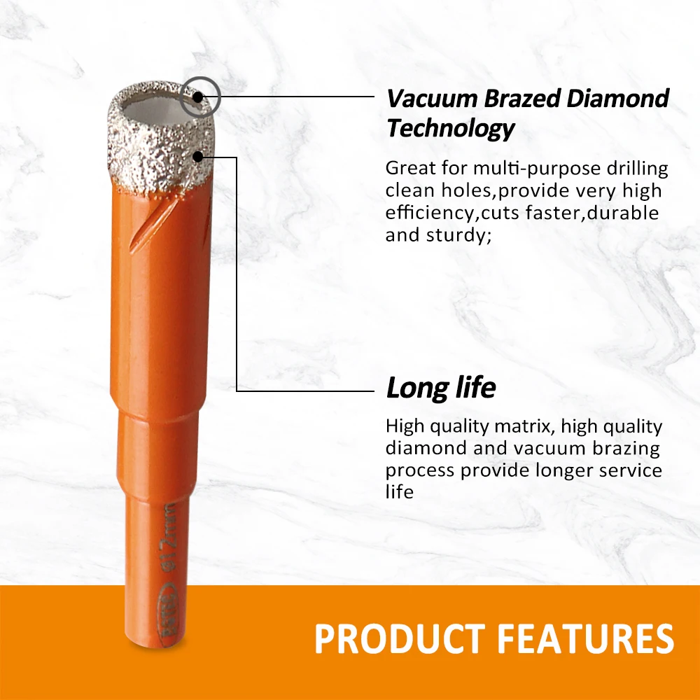BGTEC 2pcs 라운드 생크 Dia10mm 다이아몬드 드라이 드릴링 비트 진공 Brazed 대리석 세라믹 타일 화강암 미니 핸드 드릴 코어 비트