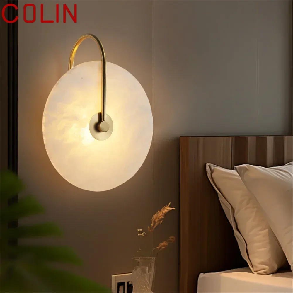 COLIN Contemporary Brass Wall Lamp Creativity Marble Living Room Bedroom Study Room Hotel Villa Model Room Hall Way Aisle Light