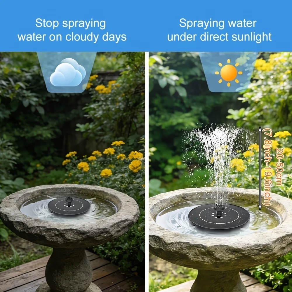 3.5W Solar-Powered Water Fountain with Colorful  LED Lights and 6 Nozzles, DIY Garden Landscape, Solar Bird Bath Fountain view 4