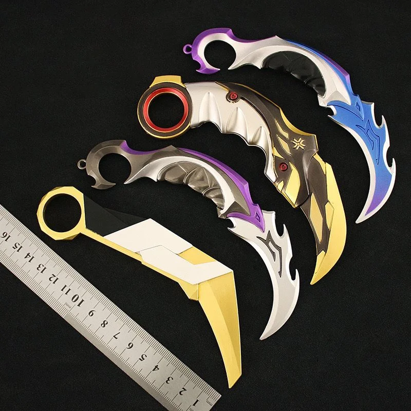 Valorant Melee Metal Modelo Brinquedo, Campeão Karambit, EP5 Garra Faca, Prime Vandal Faca, Jett Kunai, Xerold FANG, Venda quente