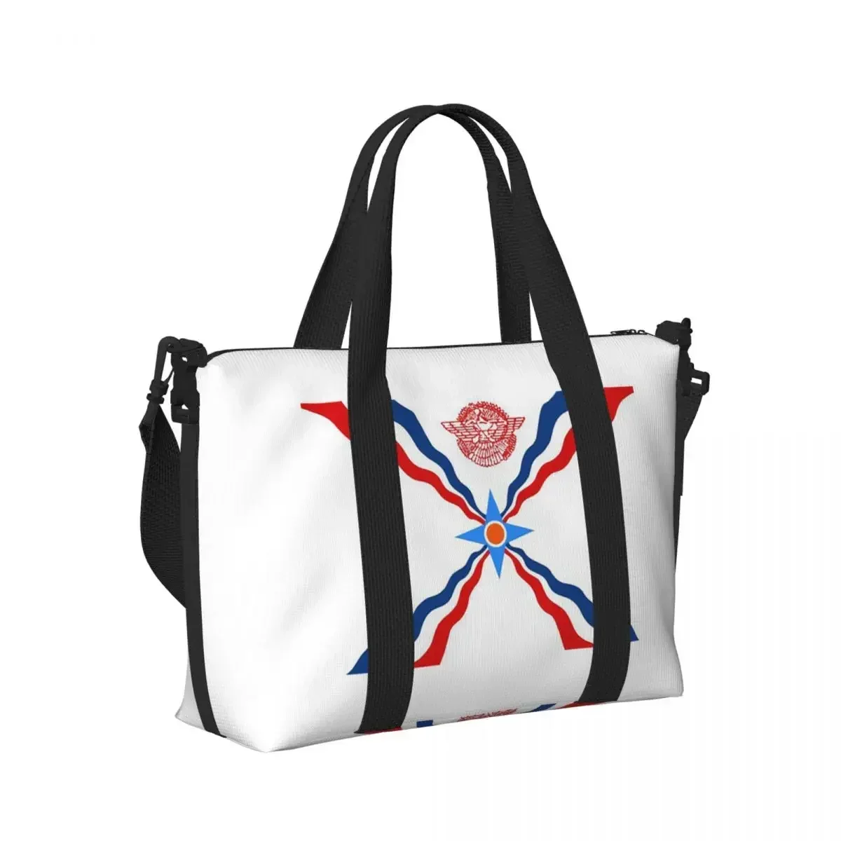 Assyrian God Ashur On Black Beach Travel Bag Large Capacity Tote Bags for Gym Yoga Women Shopping Duffle Shoulder Bag