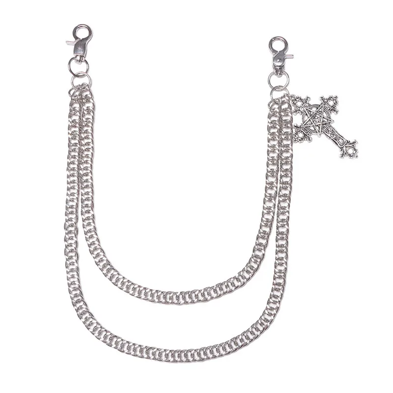 موضة الشرير السراويل المعدنية سلسلة الهيب هوب الخصر سلسلة الصليب قلادة الجينز سلسلة للرجال النساء اكسسوارات الهدايا