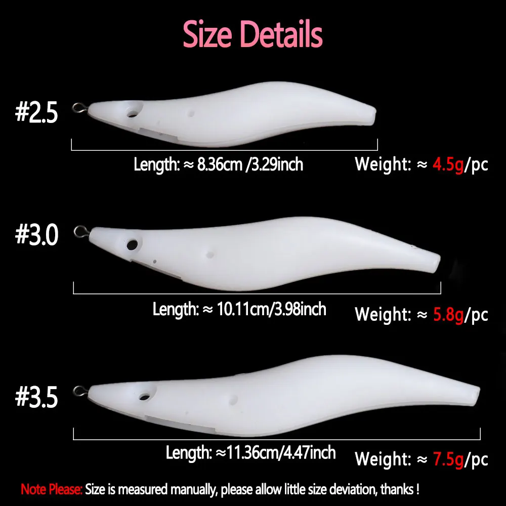Bimoo Señuelo calamar de plástico Cuerpo blanco DIY
