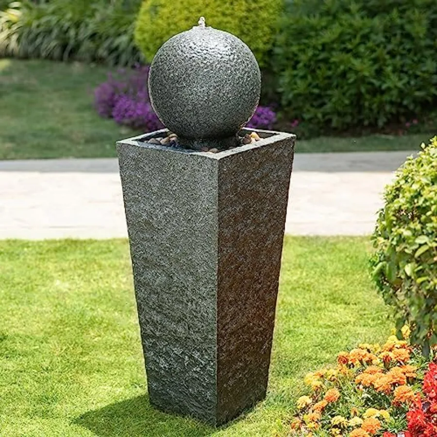 

Уличный фонтан с LED-подсветкой, большой современный сферический фонтан на пьедестале с погружным насосом, уличные фонтаны G