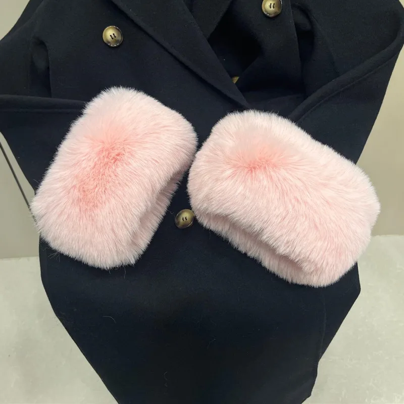 Faux Fur ข้อมือสําหรับเสื้อแจ็คเก็ตแฟชั่นแขนอุ่น Furry ข้อมือหรูหราหญิง Thicken Warm Plush สายรัดข้อมือ Windproof