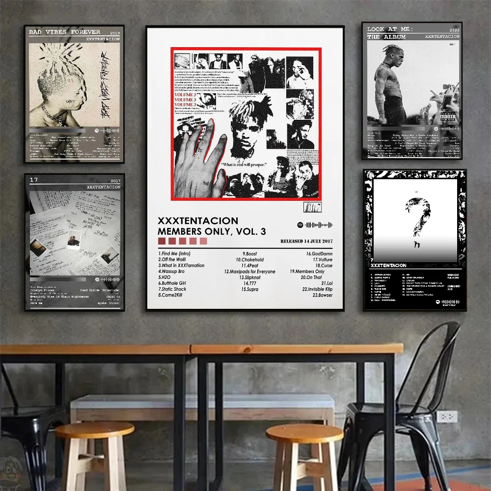 Póster de Hip Hop Z-XXXTentacion, arte autoadhesivo, pegatina de papel impermeable, decoración de pared de habitación, cafetería, Bar