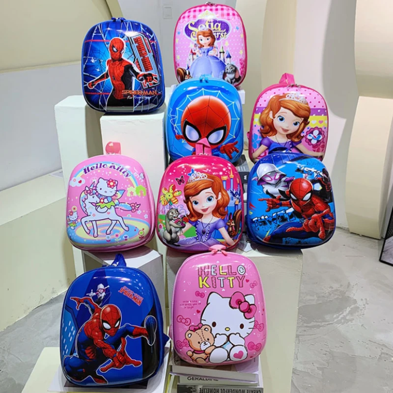 Disney Cartoon Spiderman Boys Children\'s Backpack Sofia School Bag Cute Kitty Girl Baby Backpack Cartoon Egg Shell Bags