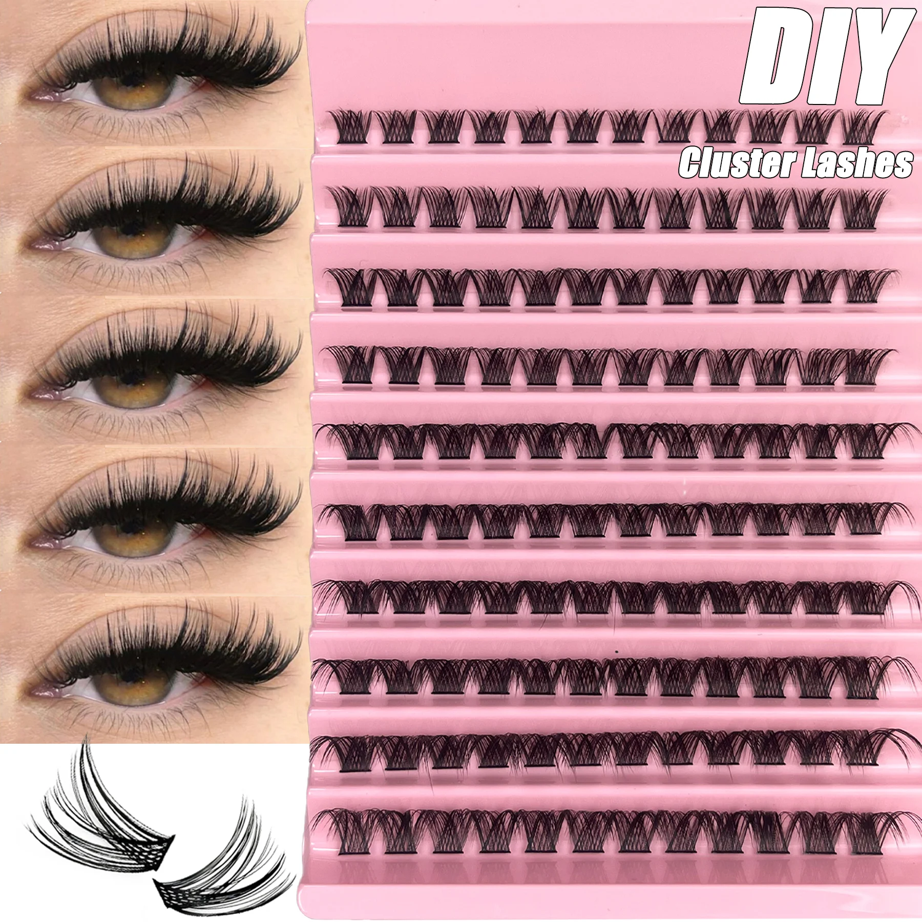 1 Box/120 Bunches DIY Cluster Eyelash Natural 3D Russian Volume Individual Eyelash Bundle 8-16mm Mixed DIY Eyelash Extension