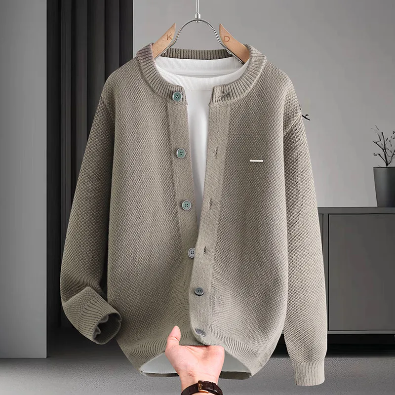 

2025 New Men's Knitted Sweater Cardigan round Ne Button-Up Casual Sle Autumn Winter Loose Fit Comfortable Warmth Basic
