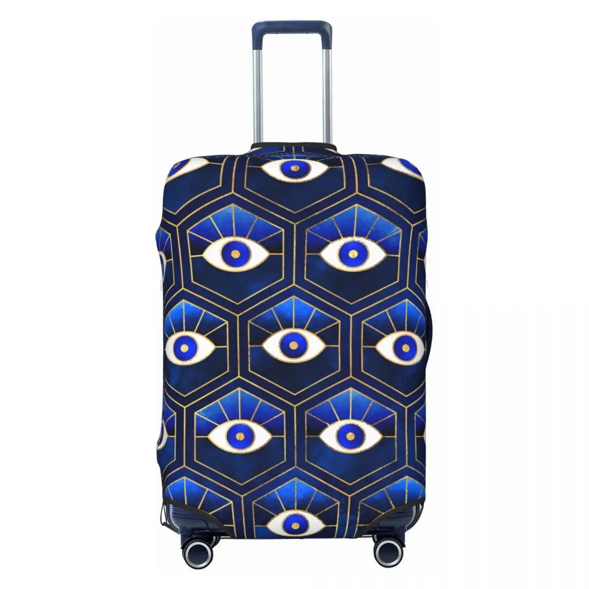

Blue Hexagon Eyes Pattern Suitcase Cover Dust Proof Luggage Protective Covers for 18-32 inch