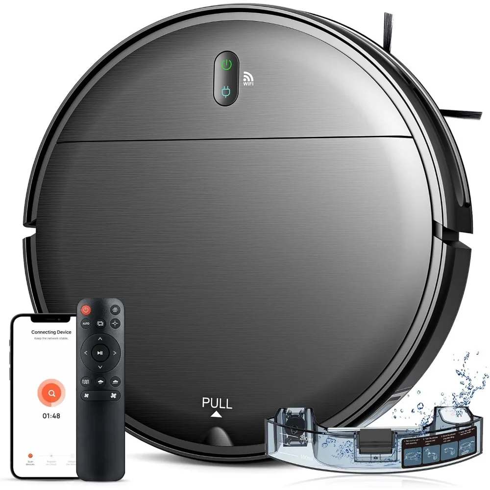 Robot Vacuum and Mop Combo with Schedule, Watertank and Dustbin, Self-Charging, Slim, WiFi/App 2 in 1 Mopping Robot Vacuum