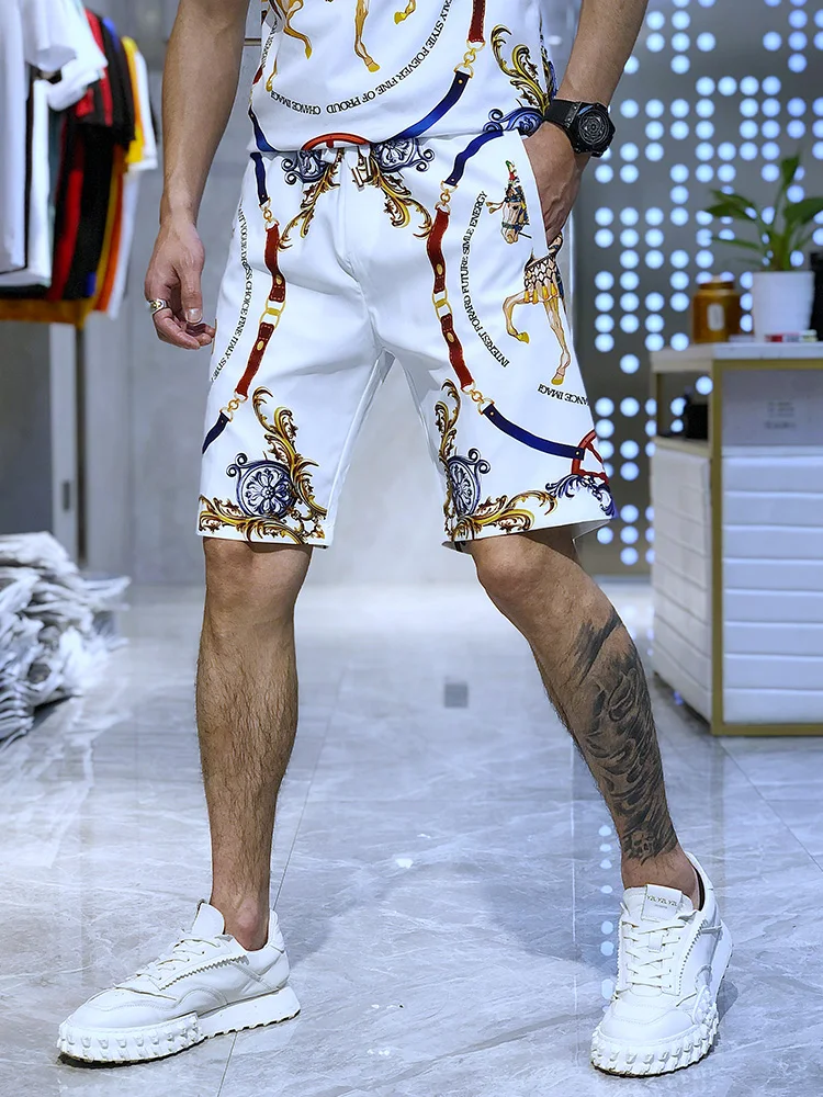 

Summer 202 Faion Brand Men's Beach orts Casual Printed Slim Fit High End Cotton Low Waist Urban Sle Youth Casual orts