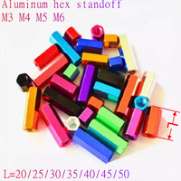 5PCS-10pcs M3 M4 M5 M6*20/25/30/35/40/45/50 colourful Aluminum Hex Standoff Spacer For RC Parts