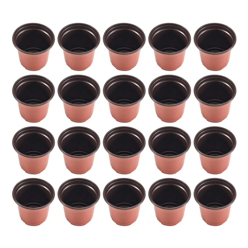 200Pcs 4 Inch Plastic Flower Seedlings Nursery Supplies Planter Pot/Pots Containers Seed Starting Pots Planting Pots