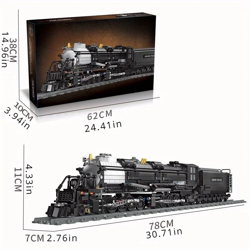 Steam Train Building Kit, Collectible Steam Locomotive Display Set, Large Train Set with Train Tracks, Top Present for Train Lov