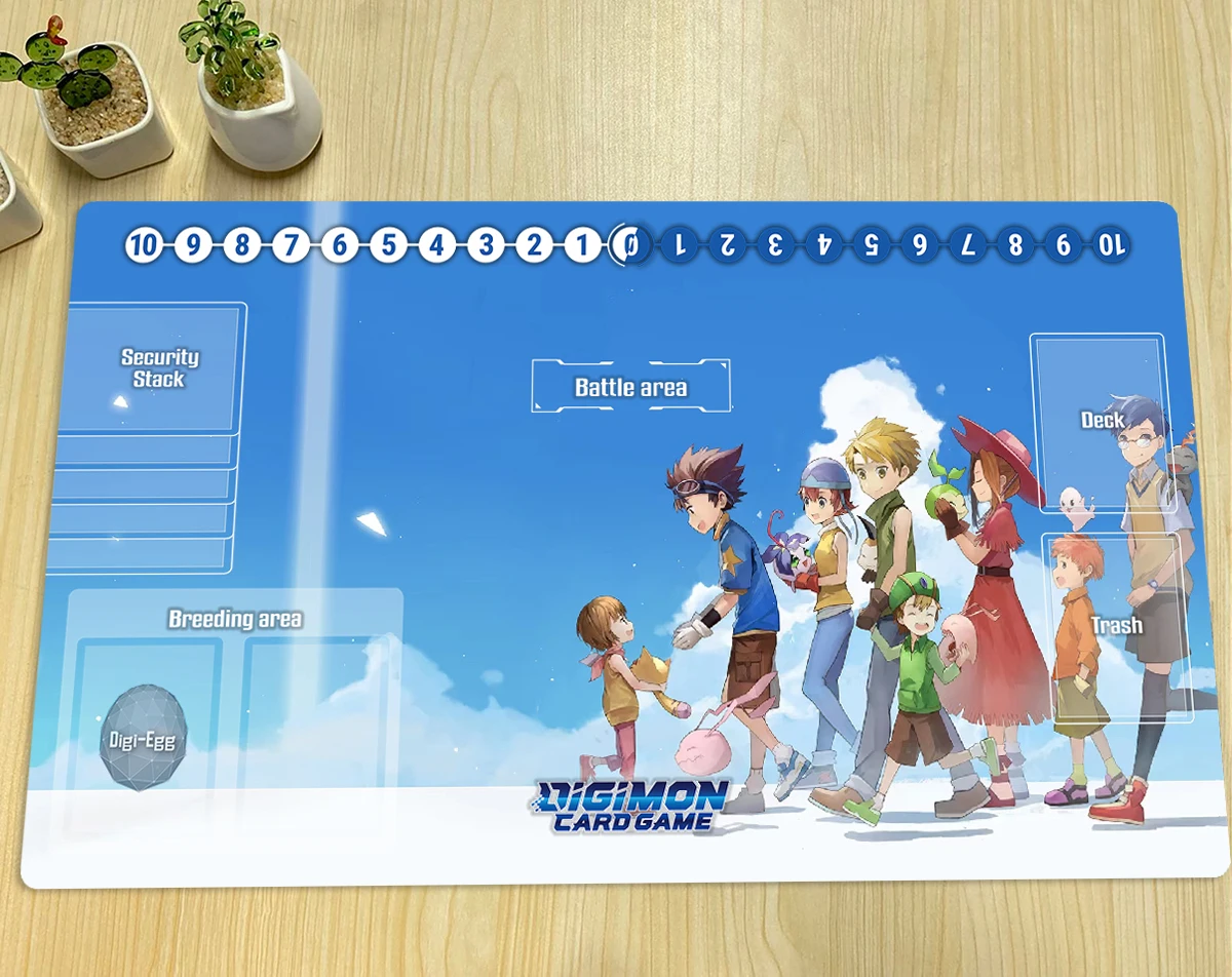 Digimon Playmat Yagami Taichi & Hikari &Mimi Tamer DTCG CCG Board Game Trading Card Game Mat Rubber Anime Mouse Pad & Free Bag