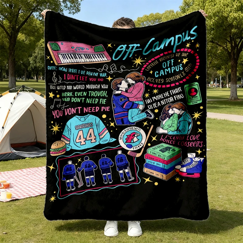 Off Campus Hockey Comfy Blanket, Hockey Reading Lover Flannel Blanket, Briar University Flannel Throw