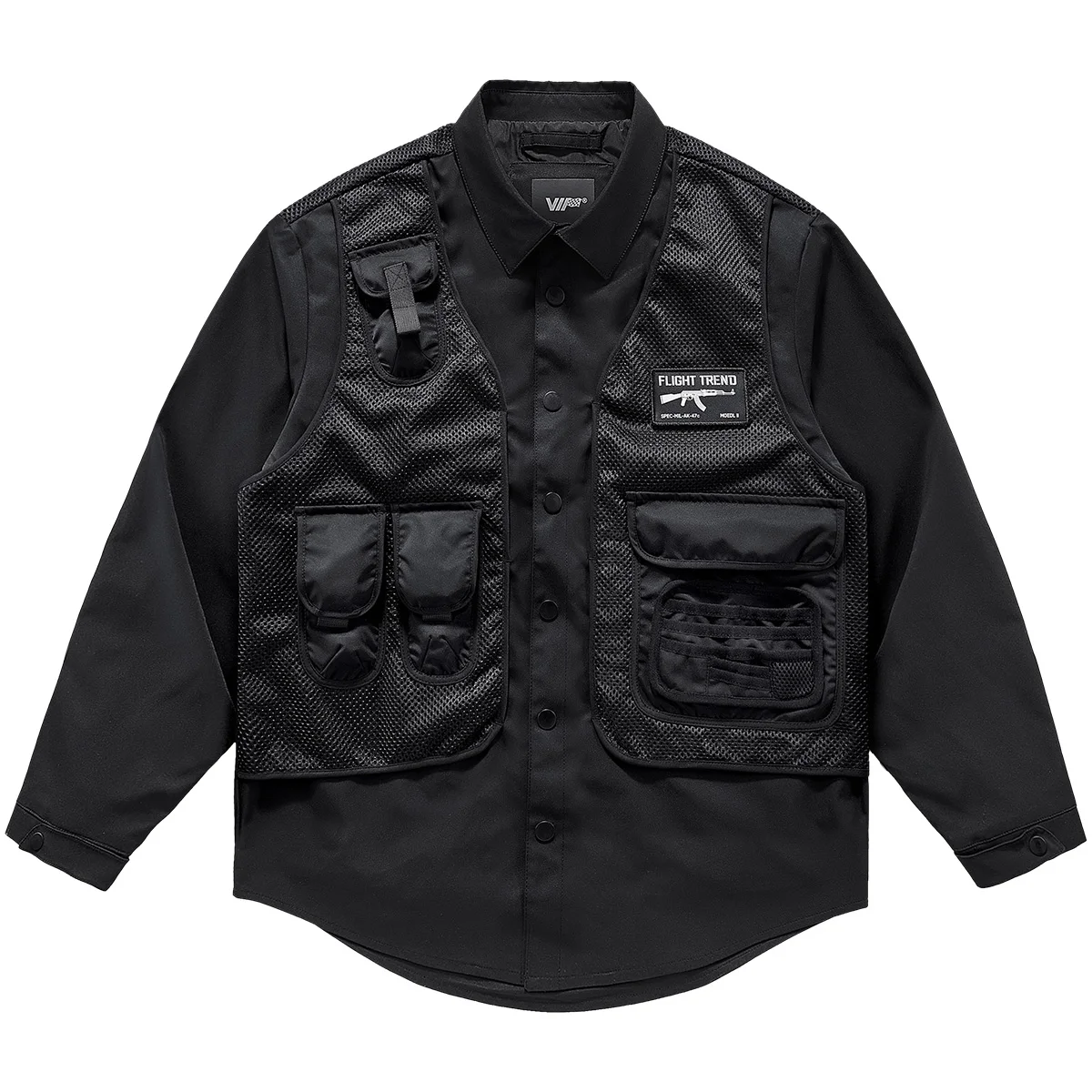 

Мужской жилет с длинными рукавами и множеством карманов, рабочая одежда, модный бренд, молодежный стиль, осенняя коллекция.