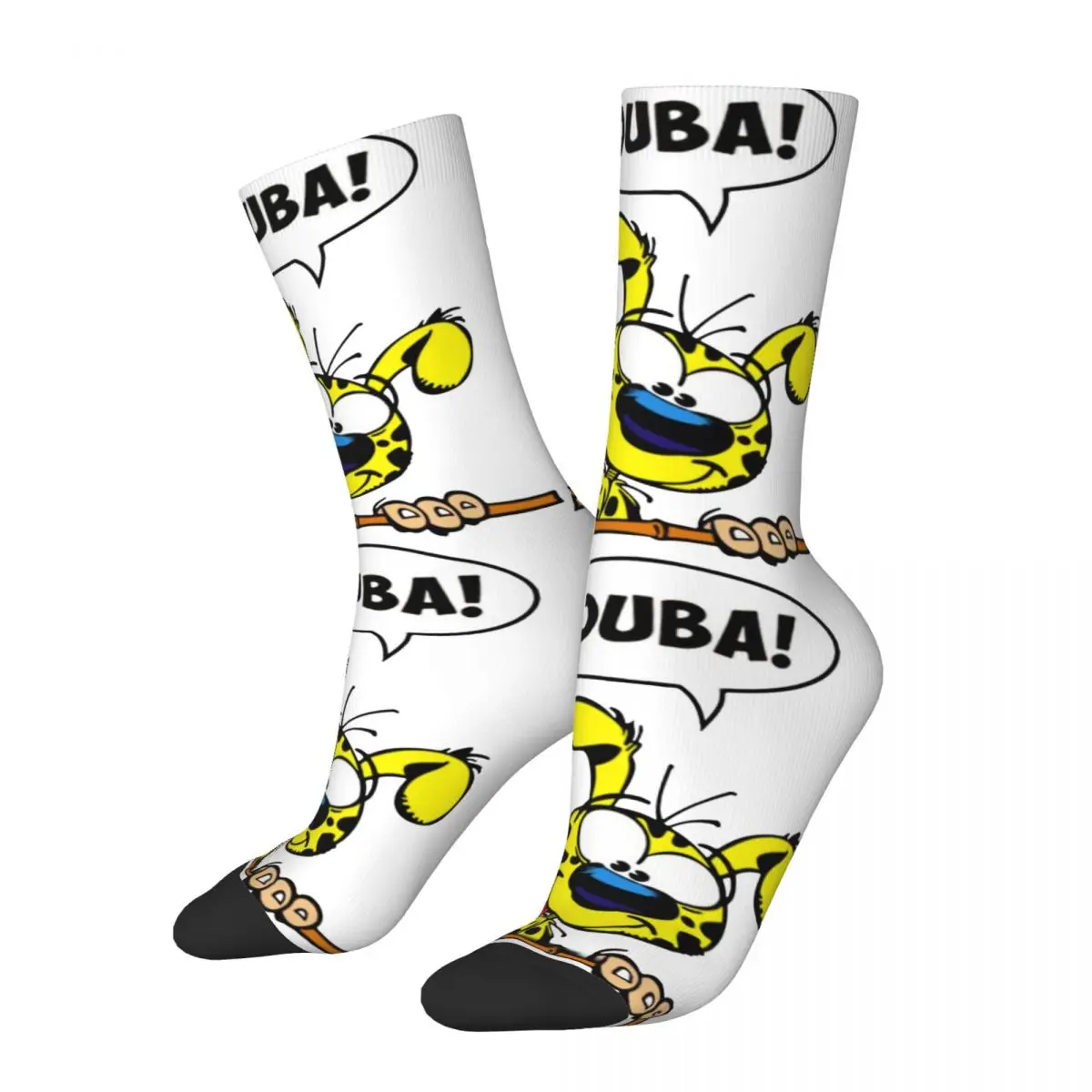 Funny Happy Men's compression Socks HOUBA Marsupilami Vintage Harajuku Gaston Lagaffe Manga Hip Hop Novelty Pattern Crew Sock