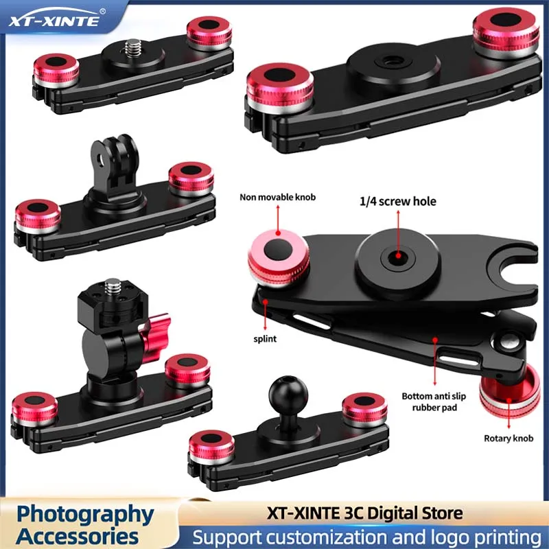

Алюминиевый зажим для ремня рюкзака, универсальный для DSLR-камеры, аксессуары Sony Nikon, 1/4 дюйма, 3-слотовая шаровая головка, опционально