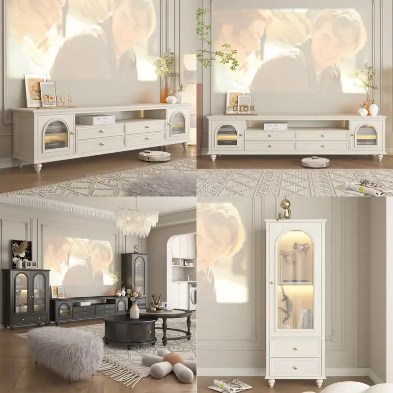 American-style Light Solid Wood TV Cabinet Storage Modern Minimalist for Hotel Small Apartment Bedroom Living Room