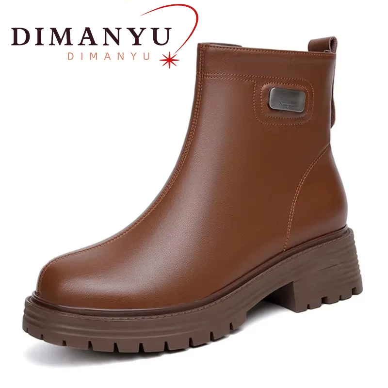 

DIMANYU Marton Boots Women's Platform 2024 Winter New Genuine Leather Ladies Ankle Boots Warm Wool Plus Size Women's Boots