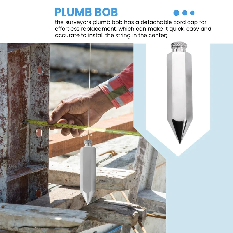 Plumb Bob With String Hexagon Steel Plumb Line 8 Oz Plumb Bob 5 Oz Plumb Bob Tip For Surveyor Carpenter Construction