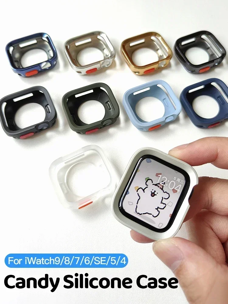 

Candy Soft Silicone Cover for Apple Watch Case 45mm 41mm 44mm 40mm Protective Bumper for iWatch series Ultra 9 8 7 SE 6 5 women